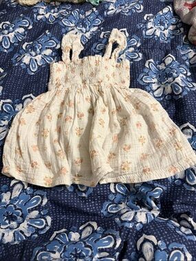 Girls Cream Floral Dress with bloomers